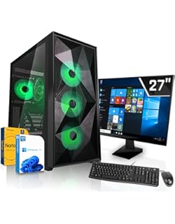 SYSTEMTREFF Gaming Komplett PC SET  AMD Ryzen 9 7900X 12x5.6GHz, Nvidia GeForce RTX 4090 24GB, 2TB M.2 NVMe + 2TB HDD, 16GB DDR5 RAM, Windows 11, 27 TFT Monitor, Desktop Paket Computer f.Gamer 3380e