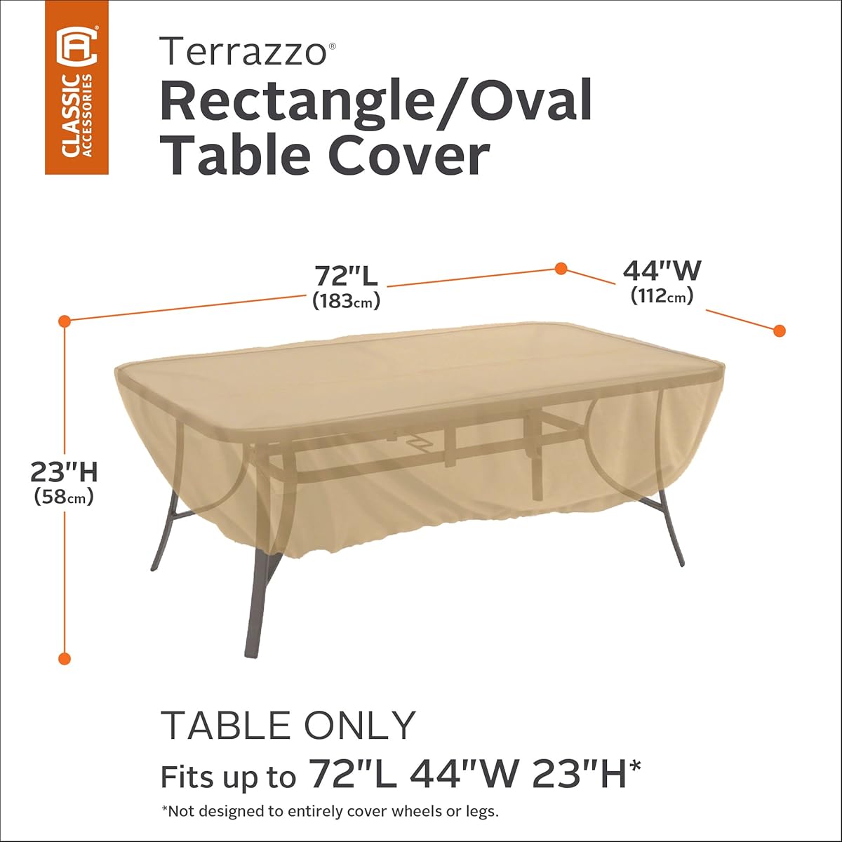 Classic Accessories Terrazzo Rectangular/Oval Patio Table Cover All