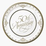 Stafford Gold 50th Anniversary 7-inch Paper Plates 18 Per Pack