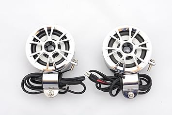 【クリックで詳細表示】【取得NG】バイク 用 防水 スピーカー 左右セット (1.前面：シルバー)： カー＆バイク用品