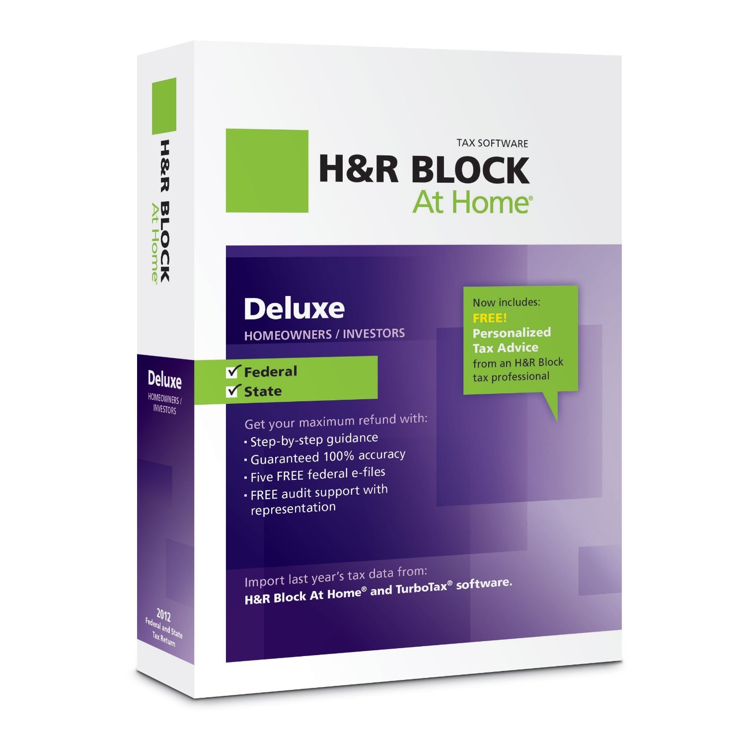 H&R Block At Home 2012 Deluxe + State $23.99
