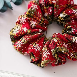8 Pcs Christmas Scrunchies For Hair Elastics Bobbles Hair Bands