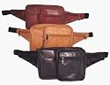 Leather Rectangular Waist Pack with Cell Phone Pocket
