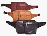 Leather Rectangular Waist Pack with Cell Phone Pocket