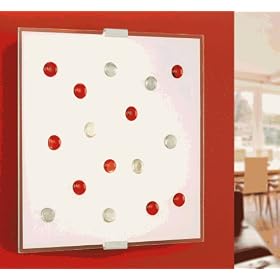 Eglo 87307A Santiago, 1 Clear-Red, 2-Light Wall Ceiling Light Fixture by Eglo