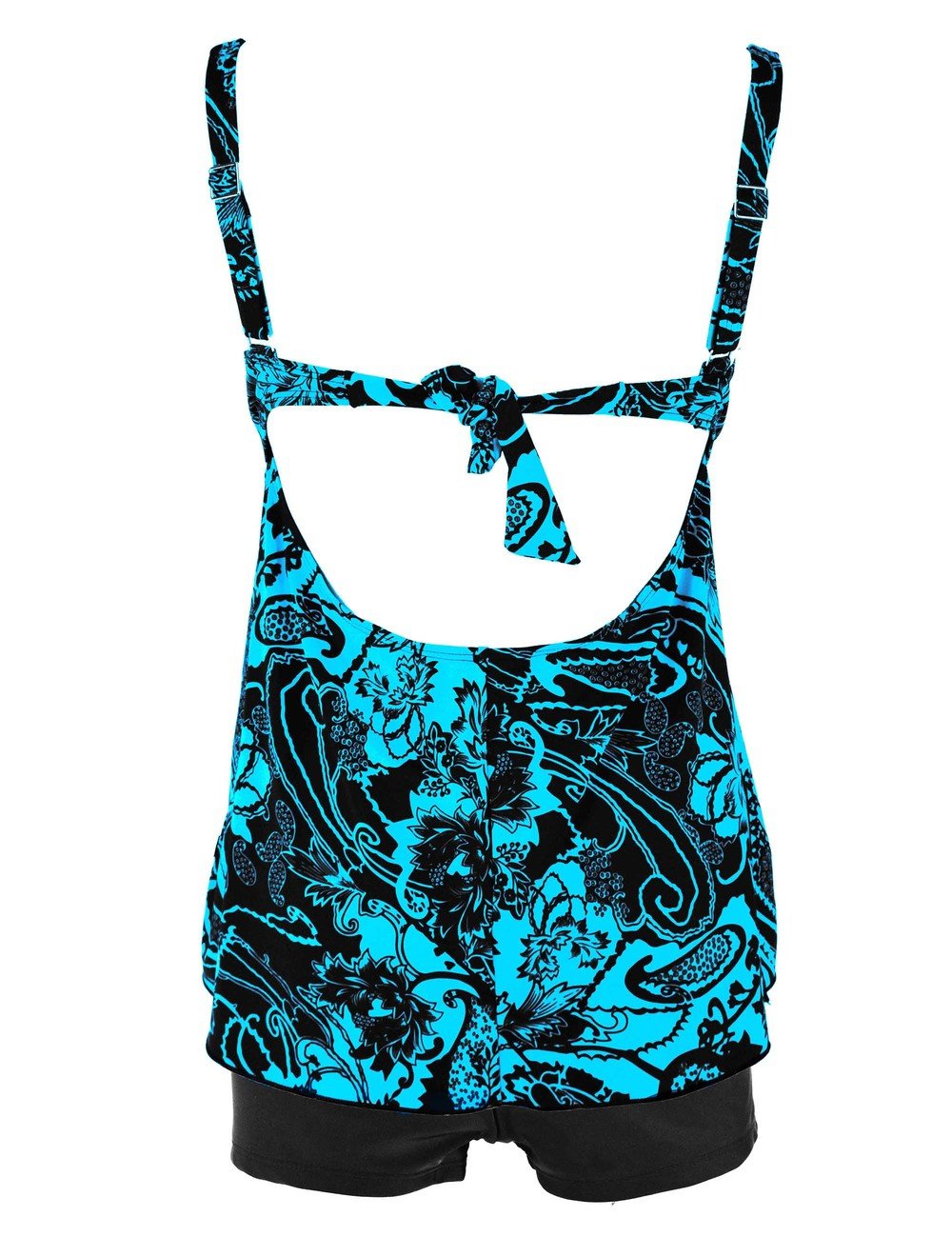 Nonwe Women's Retro Vintage Floral Printed Two Piece Plus Size Swimsuits With Shorts