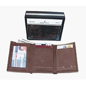 Nautica Trifold Wallet w Bonus Desk Valet Box