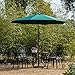 AMT 9 FT Market Patio Umbrella, Tilt and Crank, 100% Polyester, 8 Steel Ribs, Dark Green