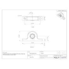 Spyraflo PB2-12M-AF Delrin Acetyl Bearing Pillow Block, 2 Bolt Holes, 12 mm Bore Diameter, Aluminum, Metric