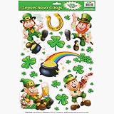 Leprechaun/Shamrock Glass - Window Clings 12in. x 17in. Sheet Pkg/1