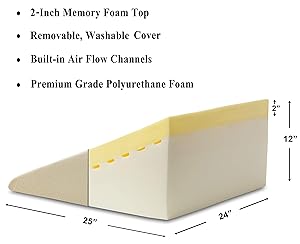 Intevision Foam Bed Wedge Pillow 25 X 24 X 12 2 Memory