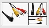 3.5mm. (TRRS) Right Angle Male Plug to (3) RCA Male (video & left/right audio) Camcorder Cable, 3ft.