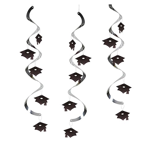 Creative Converting Graduation Caps Dizzy Danglers Party Decor Black