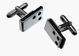 Stainless Steel Hole Punched Cufflinks with leather backing