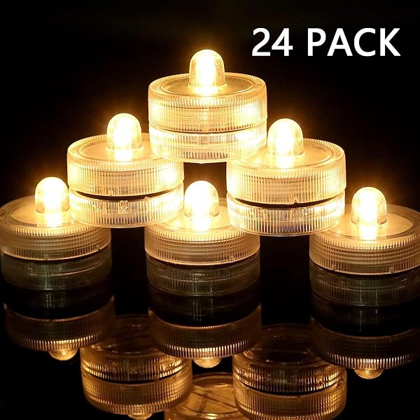 Submersible Led Lights Waterproof Wedding Tea Lights 24 Pack Long