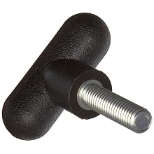 DimcoGray Black Thermoplastic T-Handle Wing Knob, Zinc Stud: 1/4-20" Thread x 1" Length, 2-1/4" Diameter x 1-7/16" Height x 3/4" Hub Dia x 5/8" Hub Length (Pack of 10)
