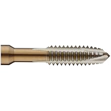 Dormer MTT-X E025/MTT-X E035 Powdered Metal Spiral Point Threading Tap, Gold Oxide Finish, Round Shank With Square End, Plug Chamfer
