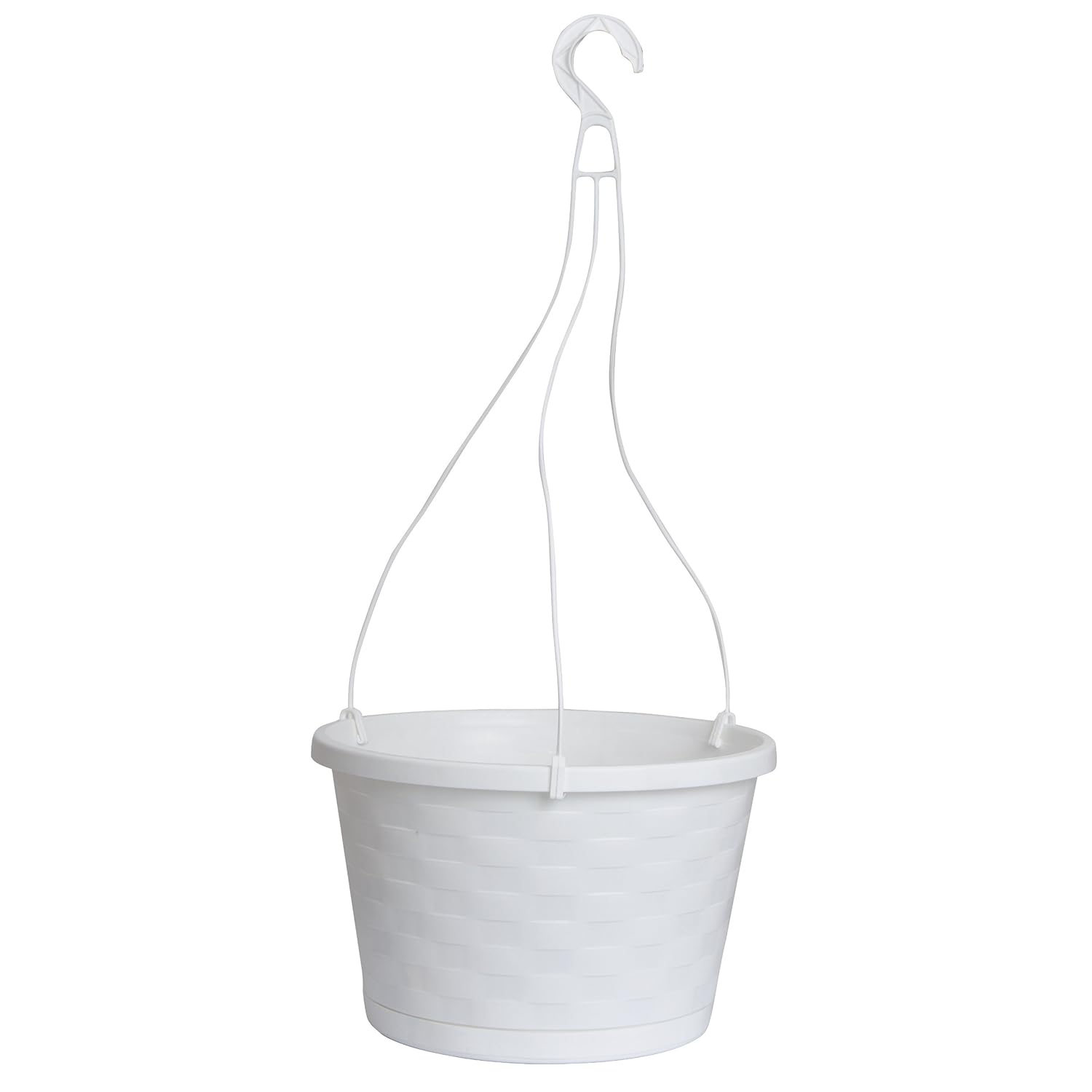 (6) ATT HW1224WH 12" White Weave Hanging Basket Planters w Attached