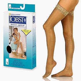 Jobst UltraSheer 30-40 Thigh High with Lace Stay Up Top - Medium - Classic Black