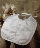 Matte Satin Christening Bib with Embroidered Celtic Cross