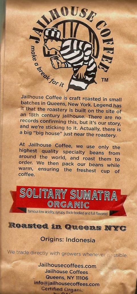 Amazon.com : Jailhouse Coffee Solitary Sumatra Organic - Whole ...