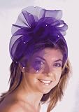 Cocktail hat 5623 with comb in purple color