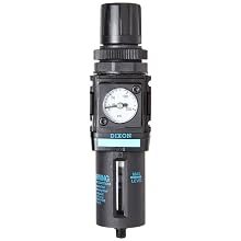 Dixon B08-02AG Automatic Drain Wilkerson Miniature Filter/Regulator with Transparent Bowl and Guard, 1/4" Size, 42.1 SCFM Flow, 150 psig Pressure