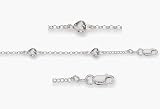 Anklet: 14K white Gold Round Cable Link Ankle Bracelet with Hearts