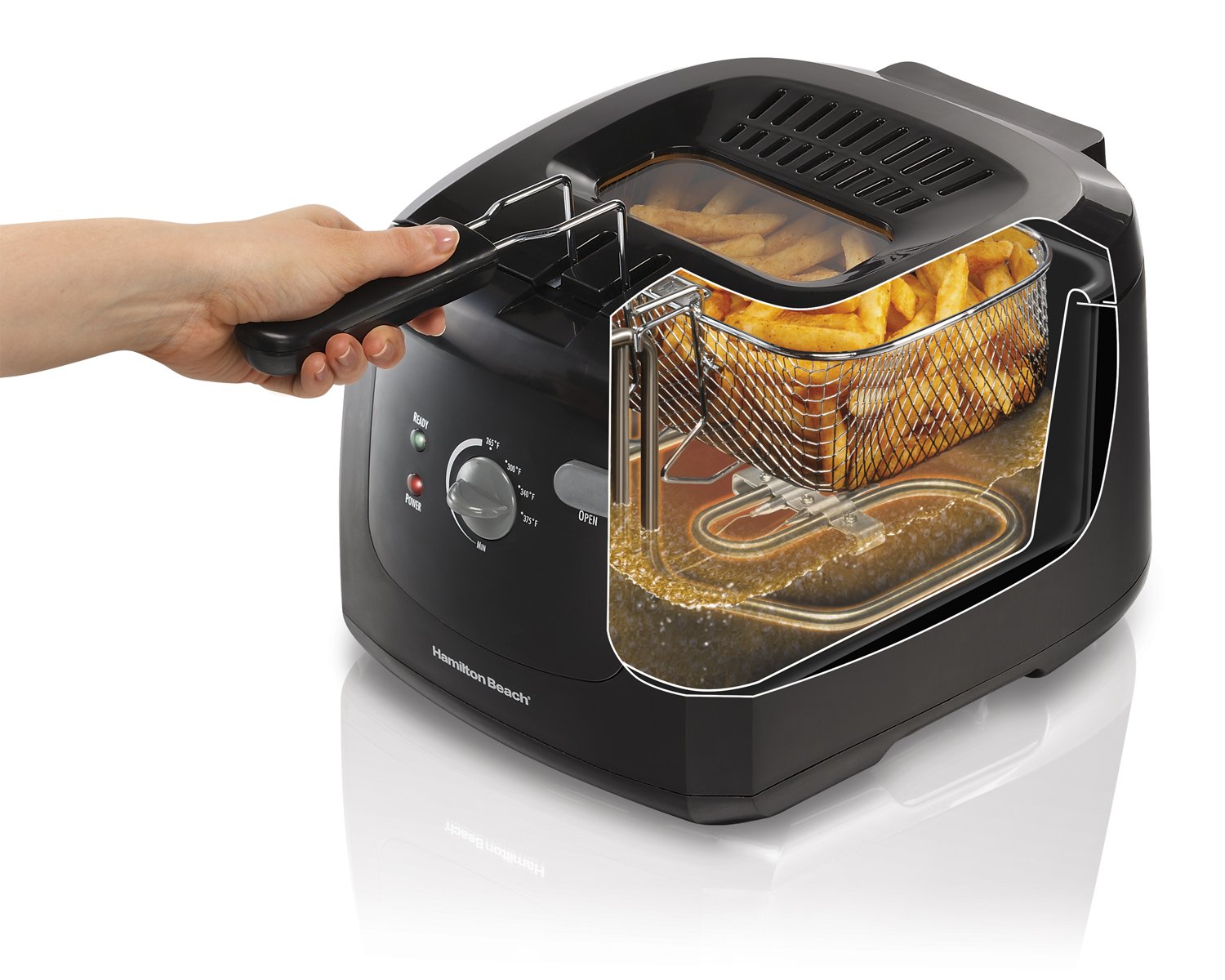 Hamilton Beach 35021 Deep Fryer with Cool Touch, Black , New, Free