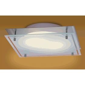 Eglo 87212A Samira, Nickel and Chrome Frosted and Clear, 2-Light Ceiling Light Fixture by Eglo