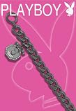 Officially Licensed PLAYBOY BRACELET HEMATITE THICK CHAIN "CUTE AS A BUNNY" OCTAGON CHARM WITH BUNNY HEAD