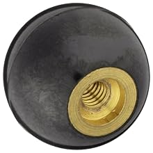 DimcoGray Black Phenolic Ball Knob Female, Brass Insert: 8-32" Thread x 5/16" Depth, 3/4" Diameter x 45/64" Height x 3/8 Hub Dia (Pack of 10)