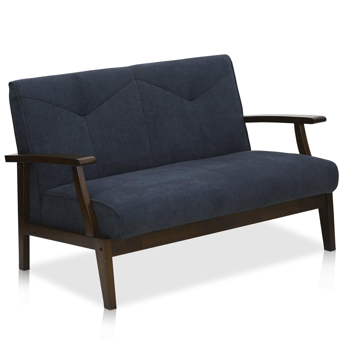 FURINNO Mid Century Vintage Compact Loveseat W857DB, Dark Blue