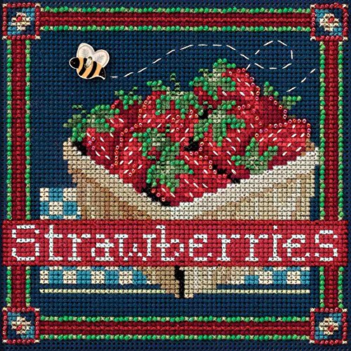 Strawberries Beaded Counted Cross Stitch Kit Mill Hill 2016 Buttons & Beads Spring MH141613