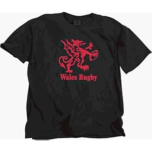 WALES RUGBY LOGO T-SHIRT (BLACK) SHORT-SLEEVE