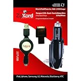 CARGADOR con CABLE RETRACTIL de PARED y COCHE para iPod/iPhone/iPad/SMARTPHONE, con DOBLE ENTRADA de USB, MARCA ZIPKORD, MODELO 237USB
