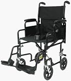 Karman T 2700 19 Inch Seat Width Transporter with Detachable Desk Armrests and Folding Backrest   Black