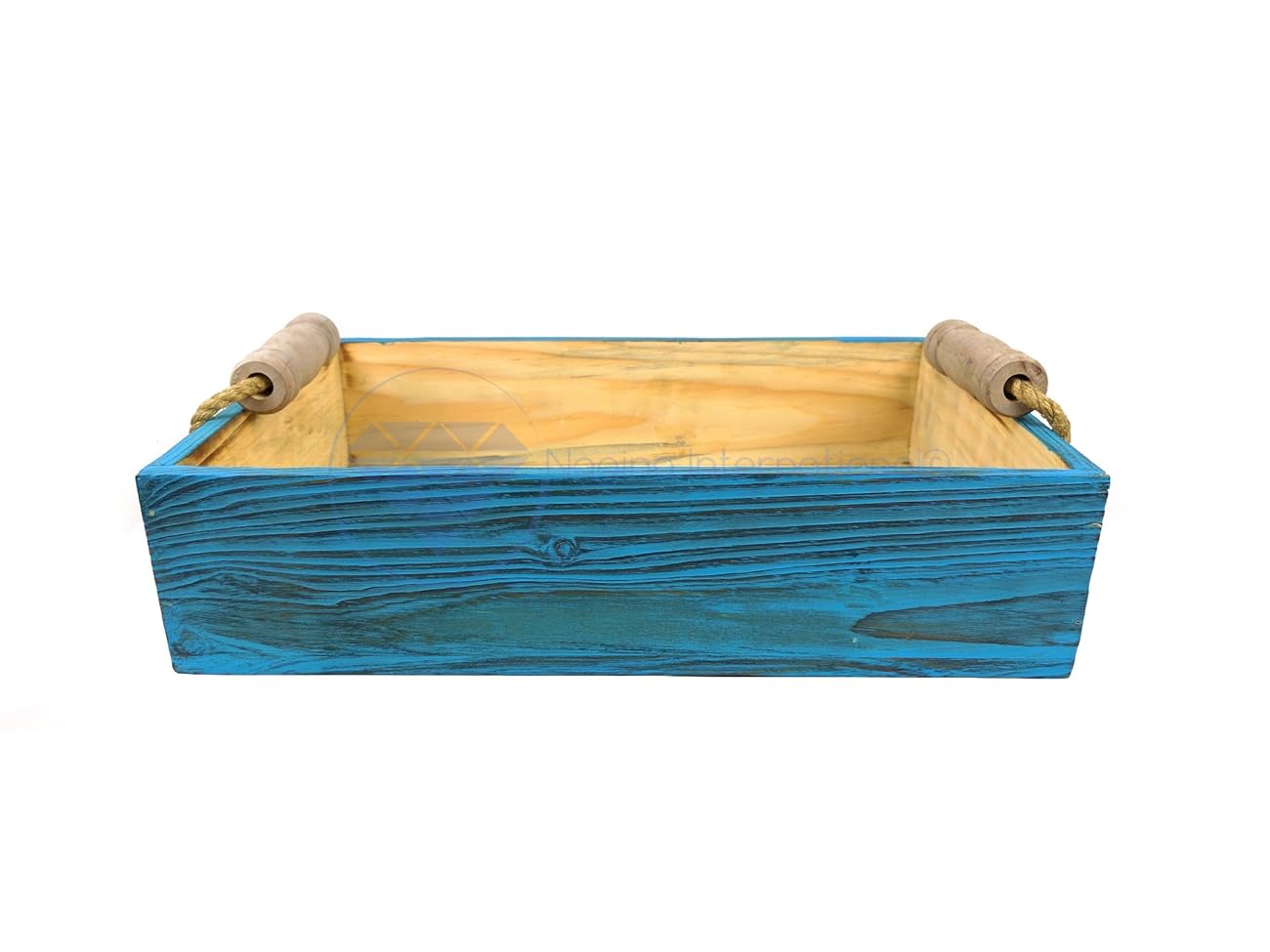 Vintage Rustic Wooden Crate Trays with Rope Handles Set of 3 Pirate