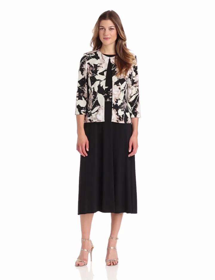 Jessica Howard Womenâs 34 Sleeve Print Jacket Dress, FloralMulti ... Jessica Howard Womenâs 34 Sleeve Print Jacket Dress, FloralMulti ...