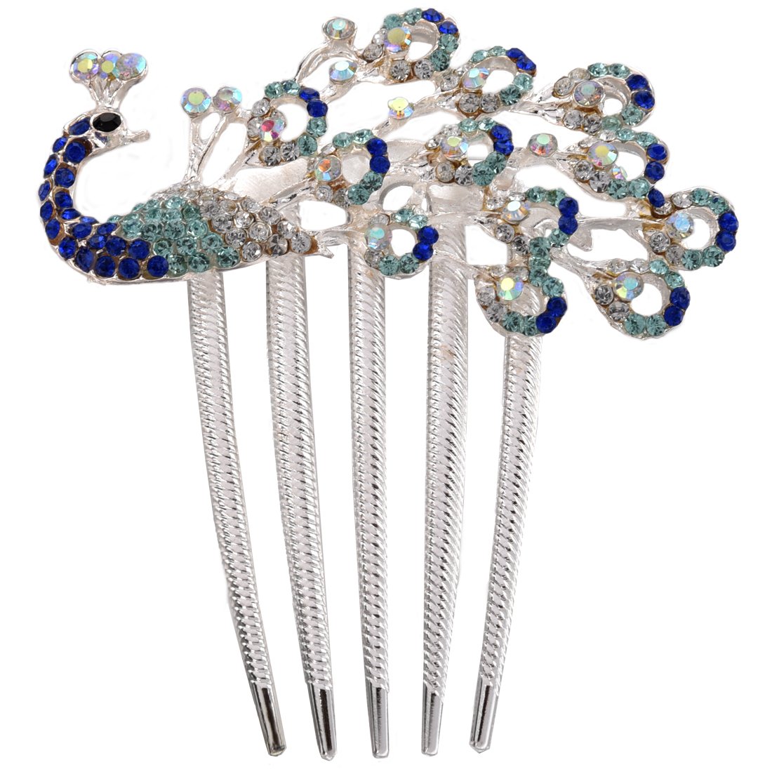 SODIAL(R) Lovely Vintage Jewelry Crystal Peacock Hair Clips for hair