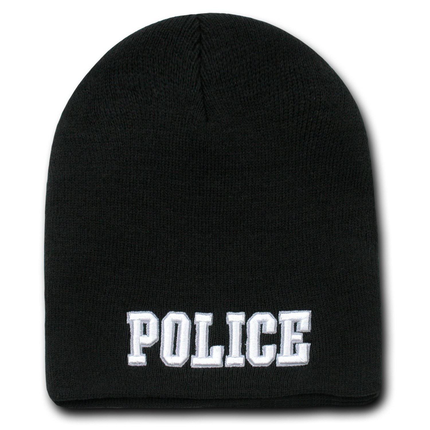 Black Police Officer Cop Sheriff Embroidered Beanie Skull Knit Cap Caps