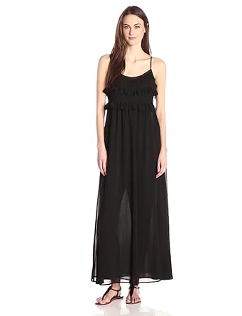 Olive  Oak Women's Spaghetti Strap Ruffle Detail Georgette Maxi Dress ...