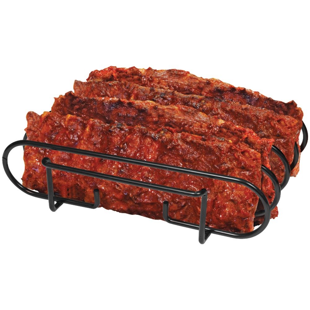 Grilling Rib Rack Porcelain Coated Nonstick Roasting Pit Smoking BBQ