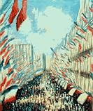 Art Reproduction Oil Painting - Monet Paintings: La Rue Montorgueil, Paris, Festival of June 30, 1878 - Standard 20x24 - Hand Painted Canvas Art