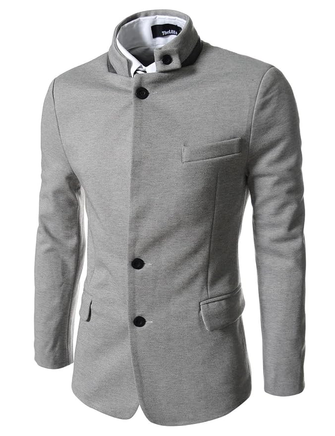 TheLees (DJK8) Mens Single Breasted Slim Fit Stretchy Jacket Gray ...