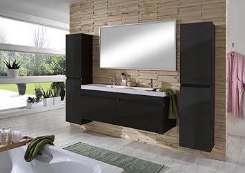 SAM® Design Badmöbel Set Hochglanz schwarz Parma schwarz 4 tlg