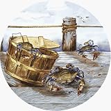 Thirstystone TSAP6 Natural Sandstone Coaster Set Blue Crabs on Pier