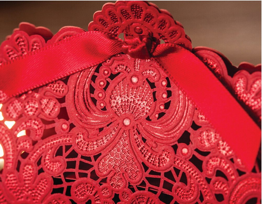Amazon.com: Zcargel Hot Sale Laser Cut Chinese Red Hollow Carved ...