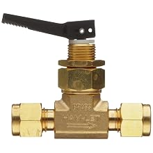Ham-Let H1200 Series  Brass Toggle Valve, Inline, 1/4" Let-Lok Fitting