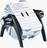 Review Durable  / Durable Telindex Flip card file supplied complete with 500 pre-printed cards for addresses, telephone numbers, fax numbers and email addresses, black and silver design, EACH